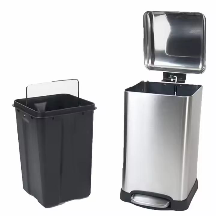 Gerimport Cubo Basura Pedal Metalizado 12L - Diseño Moderno y Práctico - 1