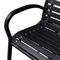 vidaXL Banco de jardín acero y WPC negro 116 cm - details 3