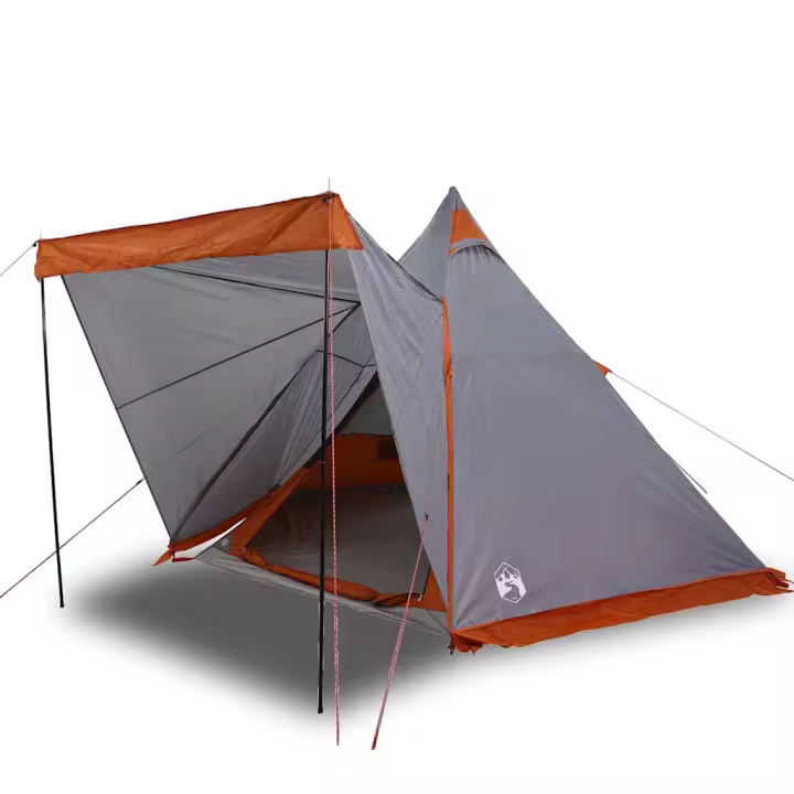 vidaXL Tienda de campaña familiar tipi 6 personas impermeable gris - 1