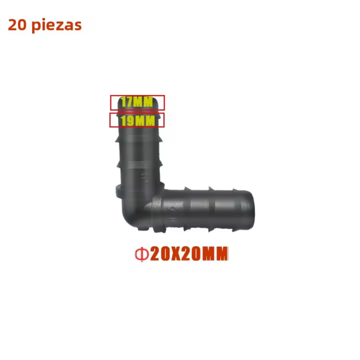 Adaptador De Conexión De Riega Succión 90 Grados Barra De Plástico ABS DN16mm/DN20mm/DN25mm Para Sistema De Riega 20 Piezas - 1