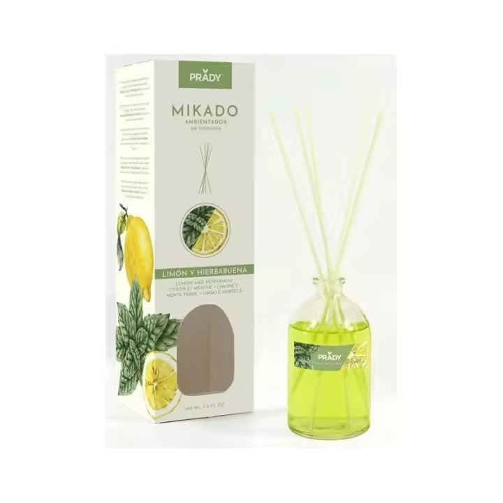 Mikado Ambientador Prady 100ml – LIMON & HIERBABUENA | Aroma Duradero para el Hogar - 1