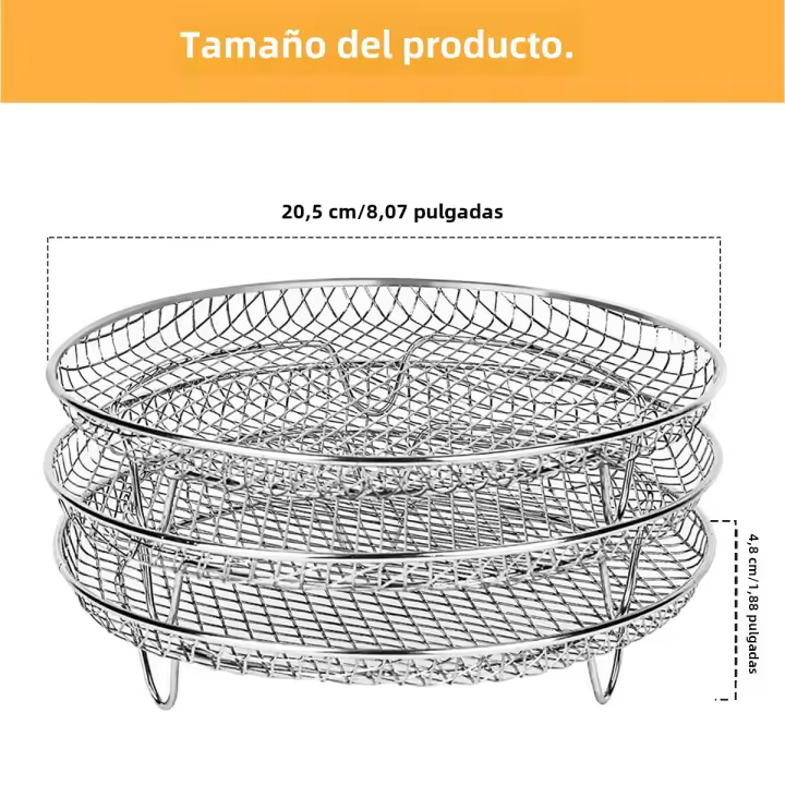 Rack De Air Fryer De 3 Capas Pila De Rejillas De Acero Inoxidizable Anti Corrosión Para Hornos Y Cocinas En Casa Accesorios De Cocina - 1