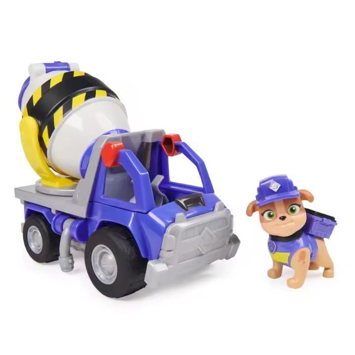 SPIN MASTER - RUBBLE & CREW - PACK CAMIÓN HORMIGONERA JUGUETE Y FIGURA MIX - Patrulla Canina Juguetes - 6066540 - Juguetes Niños 3 años + - Regalo Niño 3 años + - 1