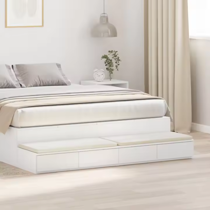 Mesitas de Noche vidaXL Blanca MDF 140 x 36.5 x 16.5 cm Mesa de Noche - 1