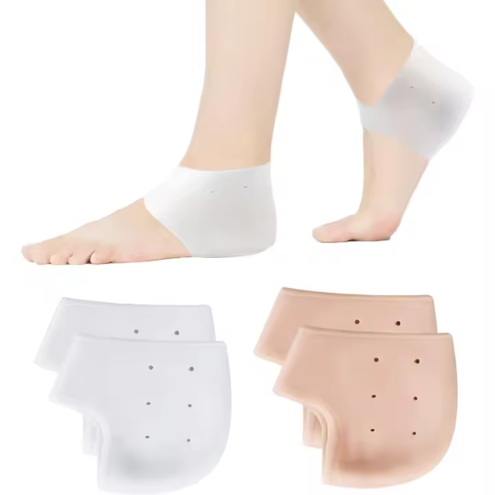 2 Pares de almohadillas de silicona para el talón, protectores de talón para fascitis plantar, tobilleras de silicona transplables, protector de talón para aliviar el dolor de talones agrietados y Secos. - 1