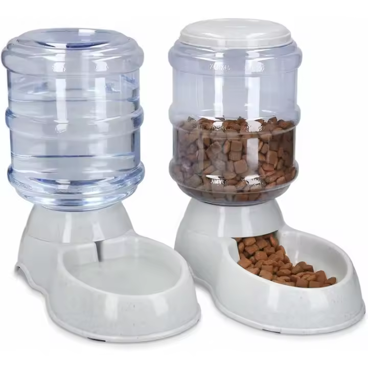 BIT 2X Croquetas y Dispensador de Agua - Accesorio para Gato y Perro - 2X Comedero Automático - para Gato Perro Conejo - Capacidad 3.8L - 1