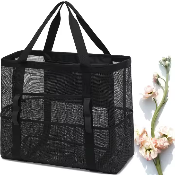 Mesh Beach Bag Waterproof Sandproof - Large Tote Pool Bag for Women Vacation Essentials Beach Accessories - 1