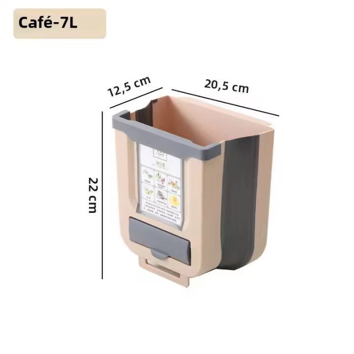 Bandeja De Cocina Plegable Y Colgante Para Lanzamiento De Residuos Ecológica De ABS Tamaño 7L/10L Colores Blanco Y Beige - 1