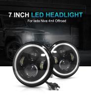 NLpearl Faros LED De 7 Pulgadas Para Jeep Wrangler off Road 4x4 Lada Niva Urban H4 Halo Angle Eyes 12V 24V Luz De Cabeza Para Coche - details 0