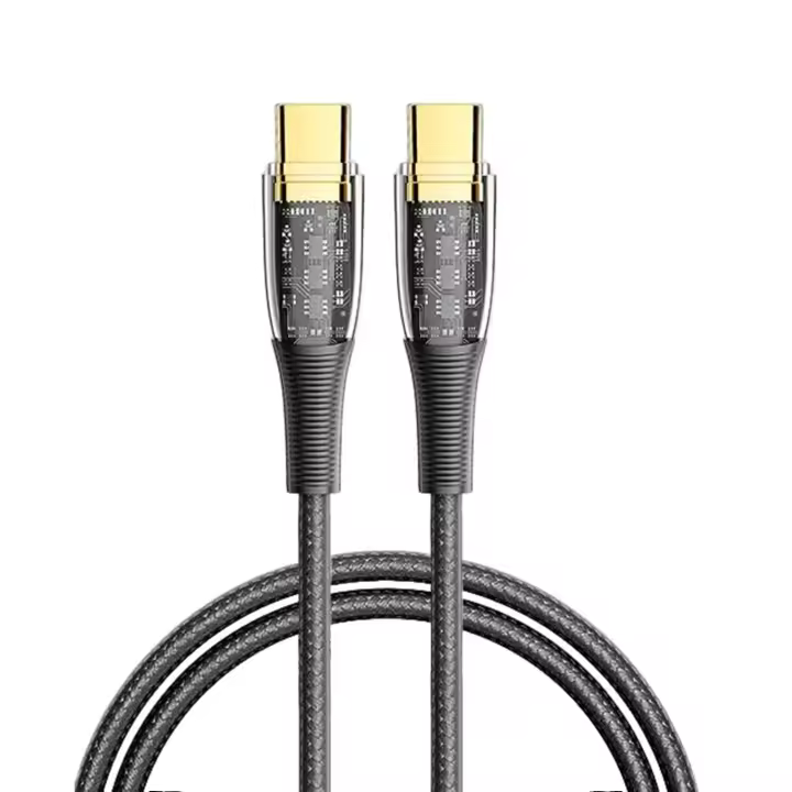 DAM. Cable USB-C a USB-C PD100W. Longitud: 1,2 metros, OD 4,0mm. Con luz LED. 120x0,5x0,5cm - 1