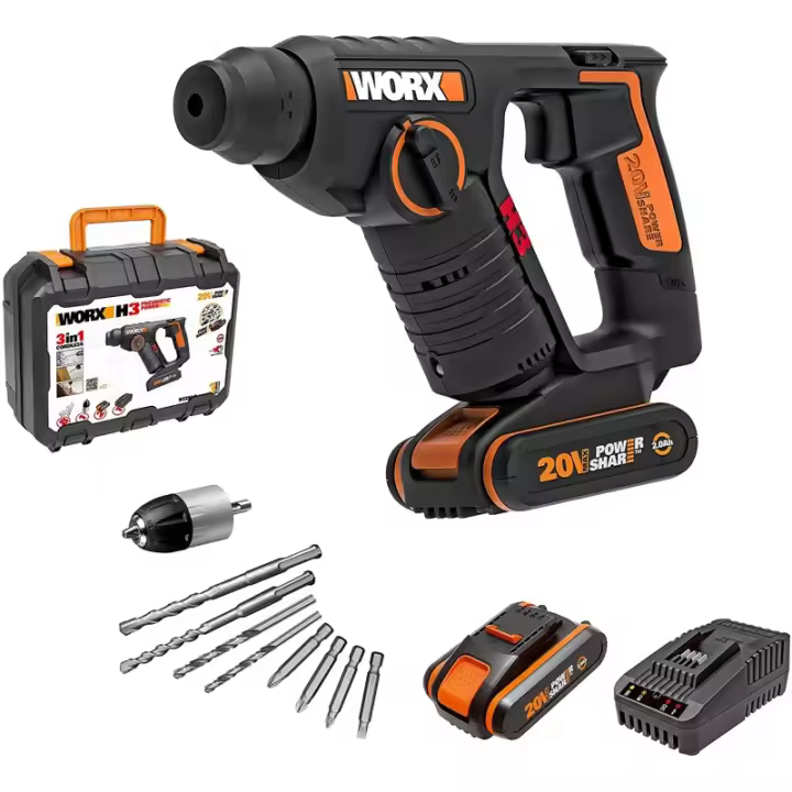 WORX WX394.6 H3 Martillo, taladro y atornillador 20V 2Ah 2Bat - 1