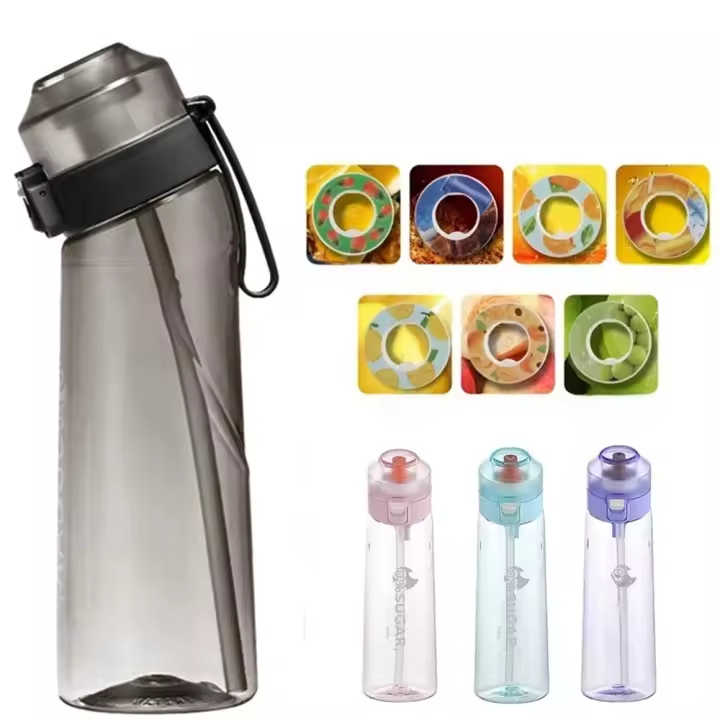 Botella Deportiva De Agua Saborizada 650ml Con Cubos De Sabor Para Exteriores Camping Fitness Moda Botella De Bebida Con Tapa - 1