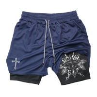 Shorts De Entrenamiento Para Hombres Con Estampado Cristianos 2 En 1 Para Correr Y Gimnasio Con Bolsillo Para Teléfono Y Anillo De Toalla - details 16