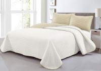 Colcha Bouti de Verano Reversible Lisa en Beige/Blanca   | Acolchada Fina y Termosellada | Incluye Fundas de Cojín Mommata - details 2