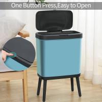 Bote de basura con tapa, pequeño cubo de basura de baño con tapa, cubo de basura de plástico con botón, cesta de basura - details 2