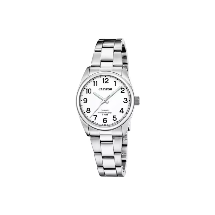 Reloj Mujer Calypso K5863/1 - Acero Inoxidable, Blanco, 32mm, Correa Plateada - 1