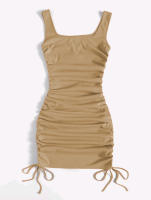 Vestido De Verano Con Tirantes Y Cinturón Ajustable Falda De Cintura Alta Estirada Y Plisada Estilo Casual Largo Mini Para Mujer - details 6