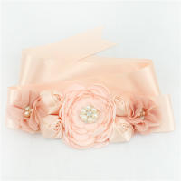 Cinturón De Boda Elegante Para Mujer Con Flores De Satén Y Cuentas Hechas a Mano Diadema De Cintura Para Vestido De Novia - details 2