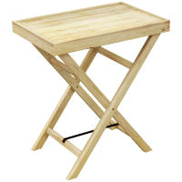 Outsunny Mesa de Jardín Rectangular Mesa de Exterior de Terraza de Madera Carga 40 kg para Balcón Patio 68x44x75 cm Natural - details 0