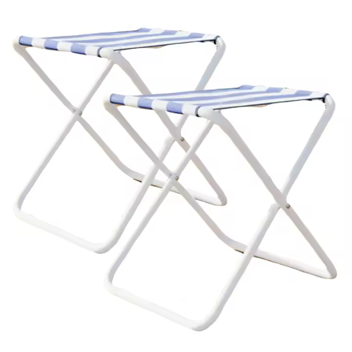 LILI HOME Pack de 2 Taburetes Plegables de Playa 33 x 32 x 38 cm Con una estructura robusta de hierro y un asiento de textileno, estos taburetes son perfectos para relajarte junto al mar. Perfectos para usar en la playa, camping, jardín o cualquier - 1