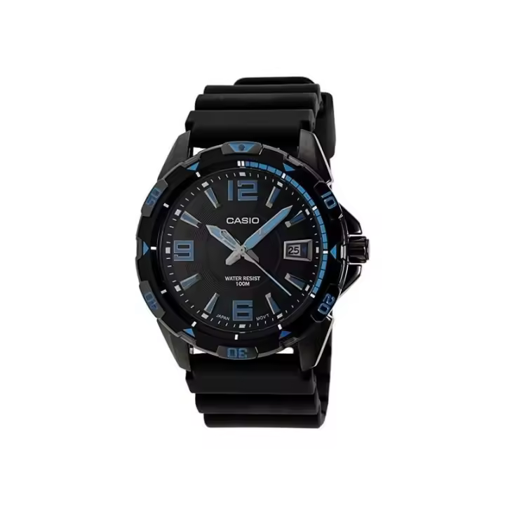 Reloj Casio caballero analógio MTD-1065B-1A1 correa caucho negra caja metálica MTD1065B1A1 - 1