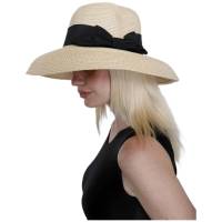 Kebedo Moda Sombrero de Paja Plegable de ala Ancha para Mujer, Sombrero Grande Transpirables con cinta Negra decorativa, Protección UV, Pamela Grande Beige para Sol, Verano, Playa, Viajes y Vacaciones, Talla Única Ajustable para Mujer Adulto 56-57CM - details 2