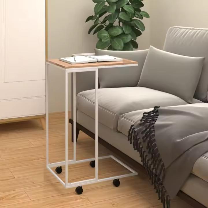 vidaXL Mesa auxiliar con ruedas madera ingeniería blanco 40x30x63,5 cm - 1