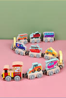 Juguetes De Tren Magnético De Madera Pequeños Para Niños Puzzle De Construcción Magnética Bloques Para Bebés Temática De Transporte Y Animales - details 4