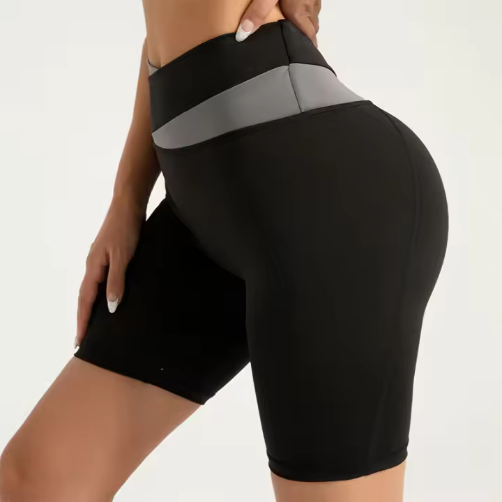 Los deportes casuales de Colorblock ponen en cortocircuito los pantalones cortos desnudos elásticos de la yoga de los pantalones cortos de la aptitud para las mujeres - 1