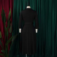 Vestido Elegante Para Oficina Para Mujer Cuello Redondo V Cintura Ajustada Pleated Midi Formal Business Work Dress OL - details 31