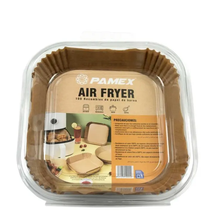 100 pcs/Recambios de papel de horno y air fryer Pamex - Ideal para cocinar sin ensuciar - ¡Ahorra tiempo y mantén tu cocina impecable! - 1