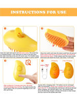 Cepillo De Vapor Para Gatos 3-en-1 Masajeador De Belleza De Silicona Cepillo De Limpieza Para Pelos De Perros Y Gatos Forma Mango - details 3
