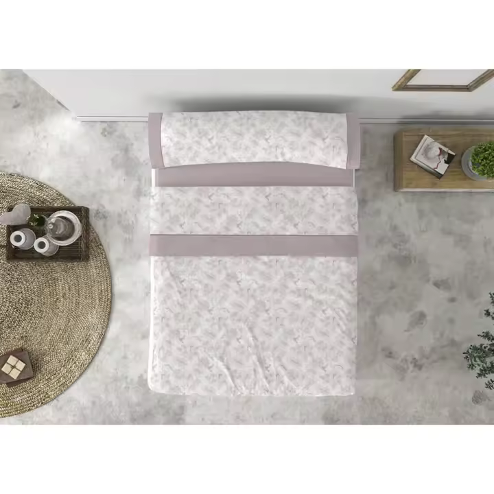 Juego de Sábanas Tejidos Reina ADELIA Rosa Cama de 150 3 Piezas - 1