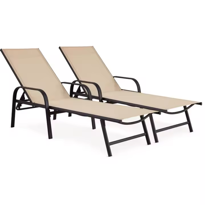 Juego de 2 tumbonas metálicas "Farniente" - Beige - 1