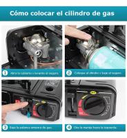 Cocina Portátil ADM  DUAL  de Doble Quemador con Sistema de Seguridad y Encendido Automático, Perfecta para Aire Libre y Hogar, Color Negro con Acabados Plateados - details 5