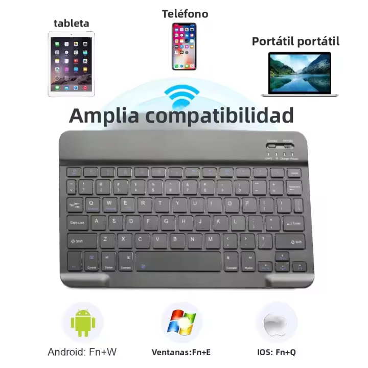 Teclado Inalámbrico Bluetooth Para Tableta 78 Teclas Recargable Diseño Compacto Y Portátil Compatible Con iOS Y Android - 1