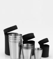 Juego De 4 Copas De Acero Inoxidable Para Viajes Prácticas Mini Tazas Para Whisky Vino Con Estuche Portátil 30ml/70ml/170ml - details 0
