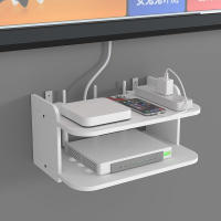 Estante Flotante De 2 Niveles Soporte Para Router Wifi Cajón Superior Organizador De Almacenamiento De Pared Con Salida Multi Tap Y Cableado Montaje En Pared - details 2