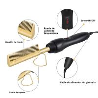 Peine Calefactor Eléctrico Portátil Para Cabello Y Pelucas Rizador Y Liso Adecuado Para Todas Las Edades Sin Batería Incluida - details 3