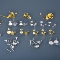 50pcs Base De Pendientes Con Patas Y Aros Para Cabochones De 3-4-5-6-8-10mm Para Fabricación De Joyas DIY Metal Cobre Platinado 925 - details 0