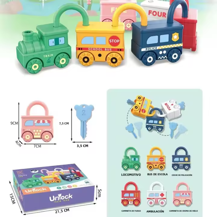Juego De Educar Con Coche Infantil Para Desbloquear Con Números Y Letras Juguete De Rompecabezas Montessori Para Escuela Y Hogar Regalo Para Niños - 1