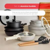 Bergner Click&Cook Batería de cocina 10 Pzs Negro/Mango extraíble, 3 Sartenes, 2 Cazos, Tapas y Utensilios/Aluminio fundido - details 3