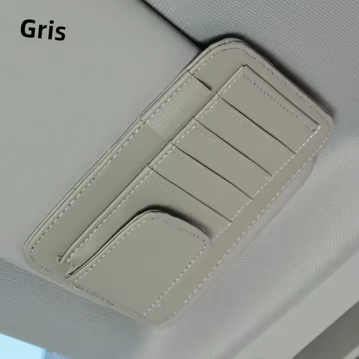 Organizador De Visera De Coche Multifuncional PU Para Gafas Tarjetas De Crédito Boletos Clip De Almacenamiento Para Sol - 1