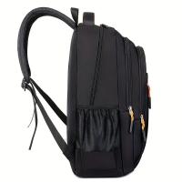 Mochila de viaje para hombre de gran capacidad, nailon resistente, correas de hombro ajustables, múltiples compartimentos, ideal para negocios y escuela, color negro. - details 11