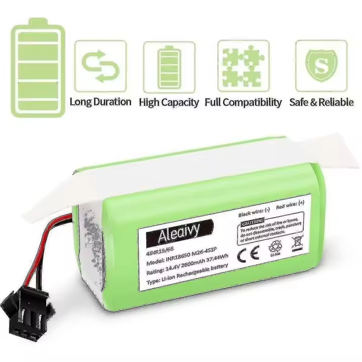 14.4v 2600mah lithium-ion rechargeable replacement battery compatible with Ecovacs Deebot N79s, n79, dn622, eufy Robovac 11,11s - 1