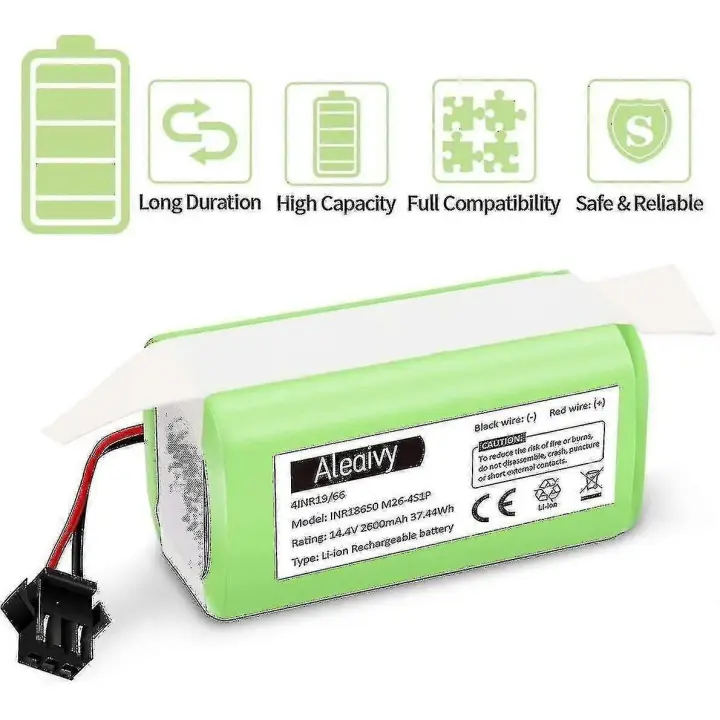 14.4v 2600mah lithium-ion rechargeable replacement battery compatible with Ecovacs Deebot N79s, n79, dn622, eufy Robovac 11,11s - 1