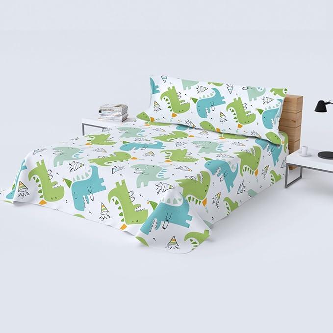 TODOBIEN STORE - Juego de Sábanas Infantil para Cama 3 Piezas - 1 Sábanas Bajera Ajustable Cama 90,105cm con Encimera 165x260cm,175x260cm y 1 Funda de Almohada Larga (Cama de 90x190cm,105x190cm)