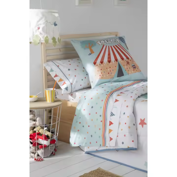 JVR - Juego de Sabana modelo CIRCUS - Tejido 100% Algodón Percal 200 hilos - Estampado digital - Fabricado en España - Cama 80/90/105/135/150 - 1