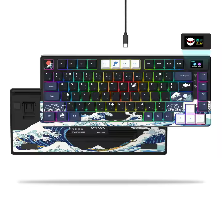 Teclado Mecánico De Juego Con Pantalla OLED Full Key Hot-Swappable Pudding RGB Backlit Para PC Laptop Conexión Wired - 1