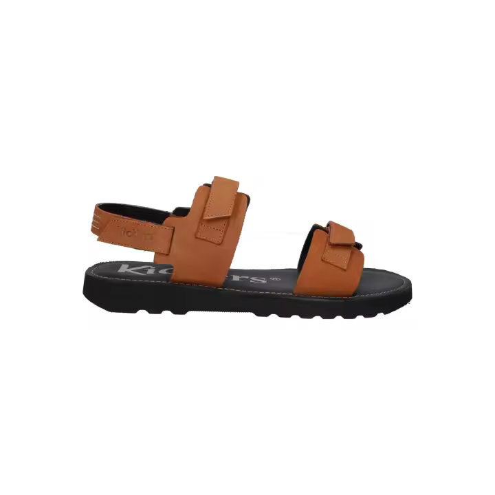 Men's Dress Sandals Kickers Brown - Comfortable men's sandals made of leather with an open toe, velcro closure, and rubber sole, ideal for spring-summer wear, perfect for everyday use, great choice among men's sandals. - 1